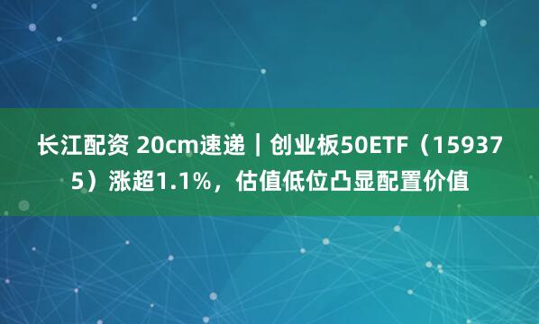 长江配资 20cm速递｜创业板50ETF（159375）涨超1.1%，估值低位凸显配置价值