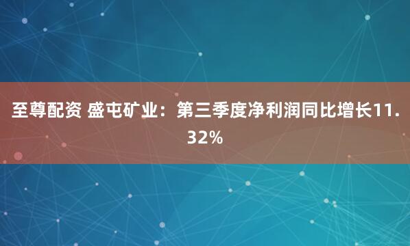 至尊配资 盛屯矿业：第三季度净利润同比增长11.32%